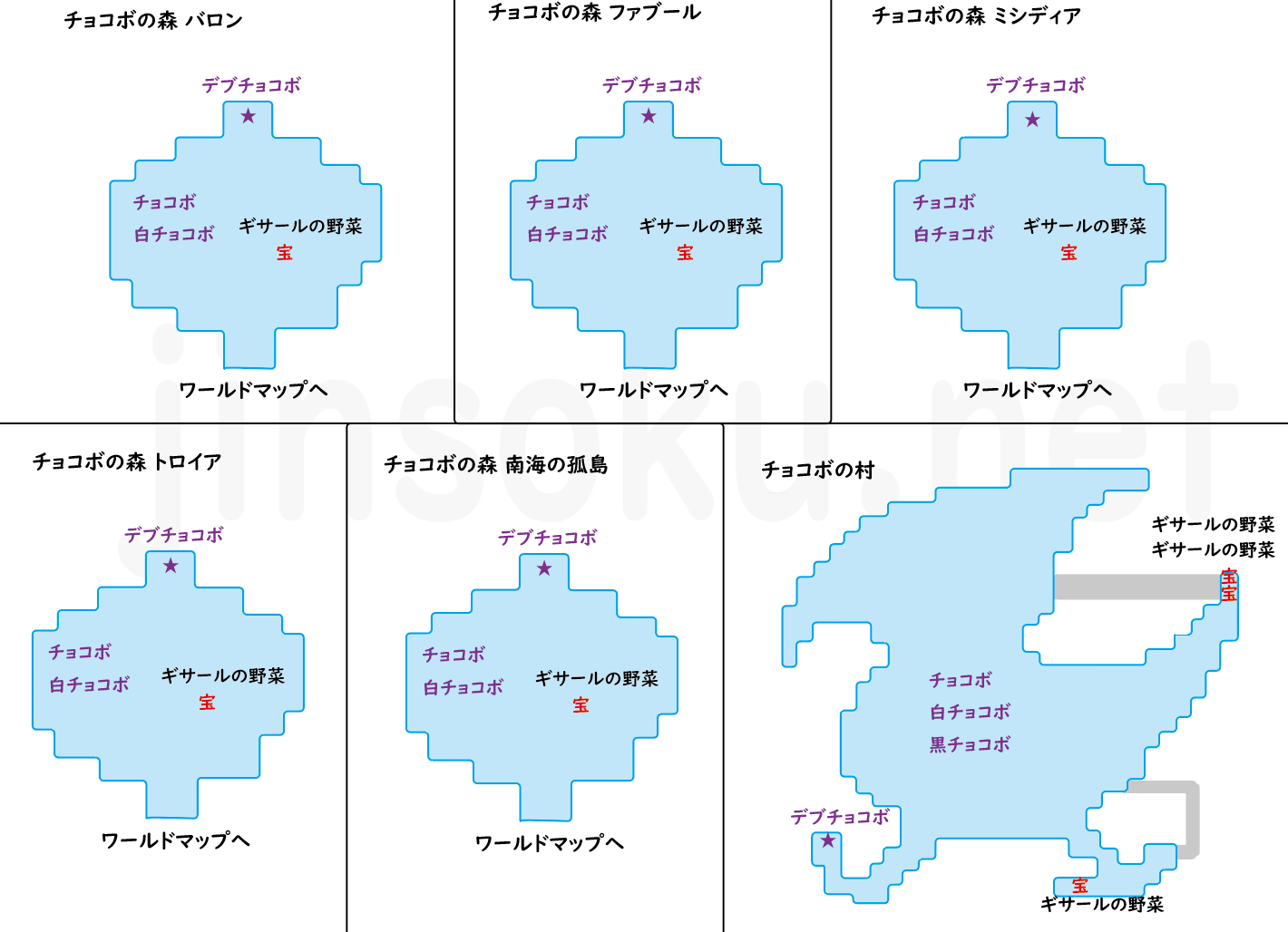 【FF4】チョコボの森・チョコボの村｜マップ